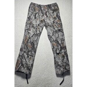 Buck Girl Camo Cargo Pants Womens 6/8 Pink Stitching Tree Bark Utility Hunting
